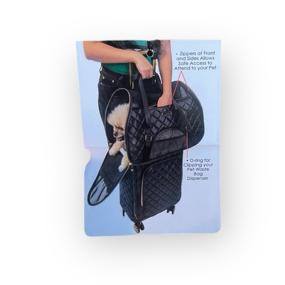 Joan & David 𖠌 20” Dome Quilted Pet Carrier Travel Bag 𖠌 Black 𖠌 TSA approved - Picture 2 of 16